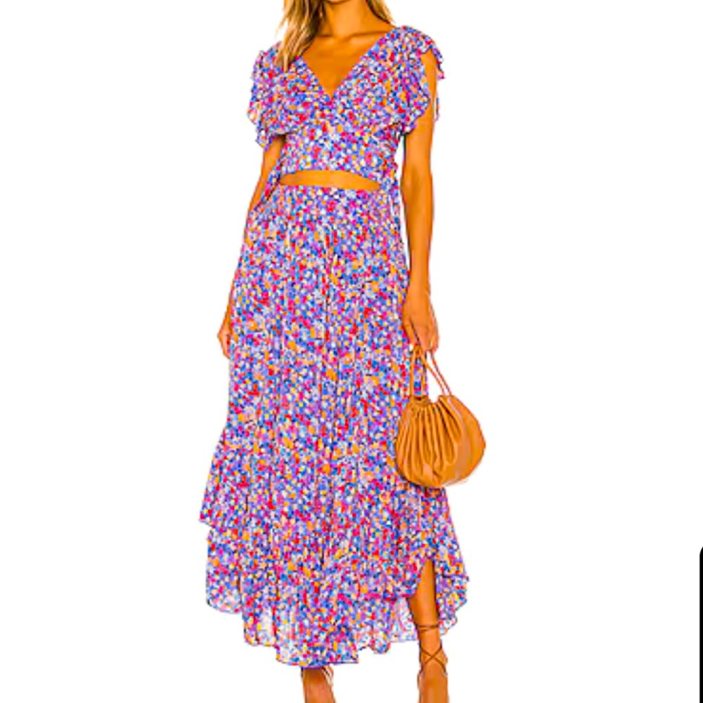 Free People Floral Women's Sleeveless Shirt and Skirt set SZ S. Fits S-M NWT